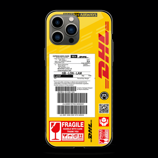DHL Yellow Delivery Label Phone Cover | Glass Case