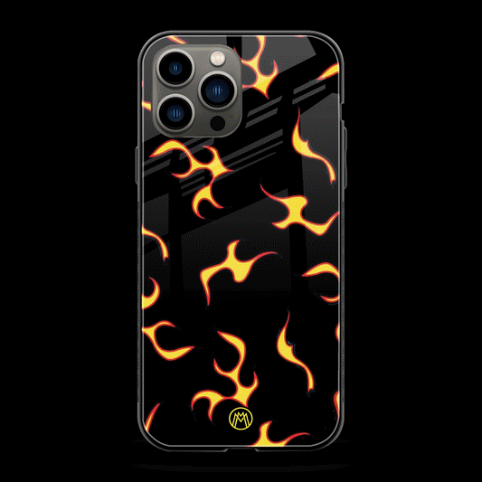 Lil Flames On Black Phone Cover | Glass Case