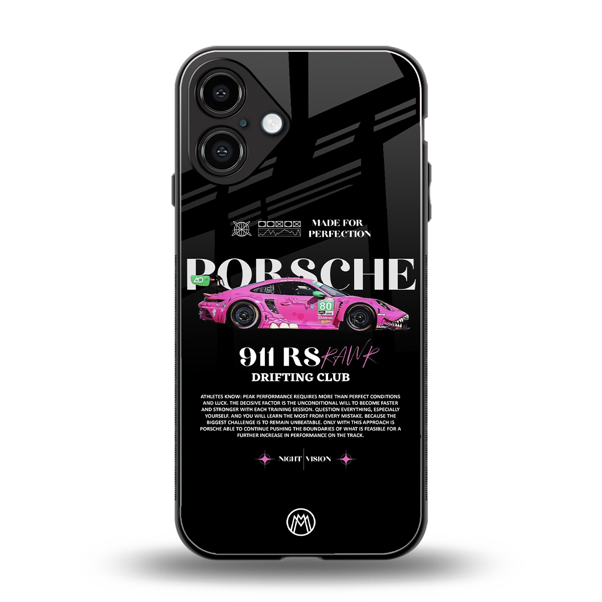911 drifting club back phone cover | glass case for iphone 16 plus