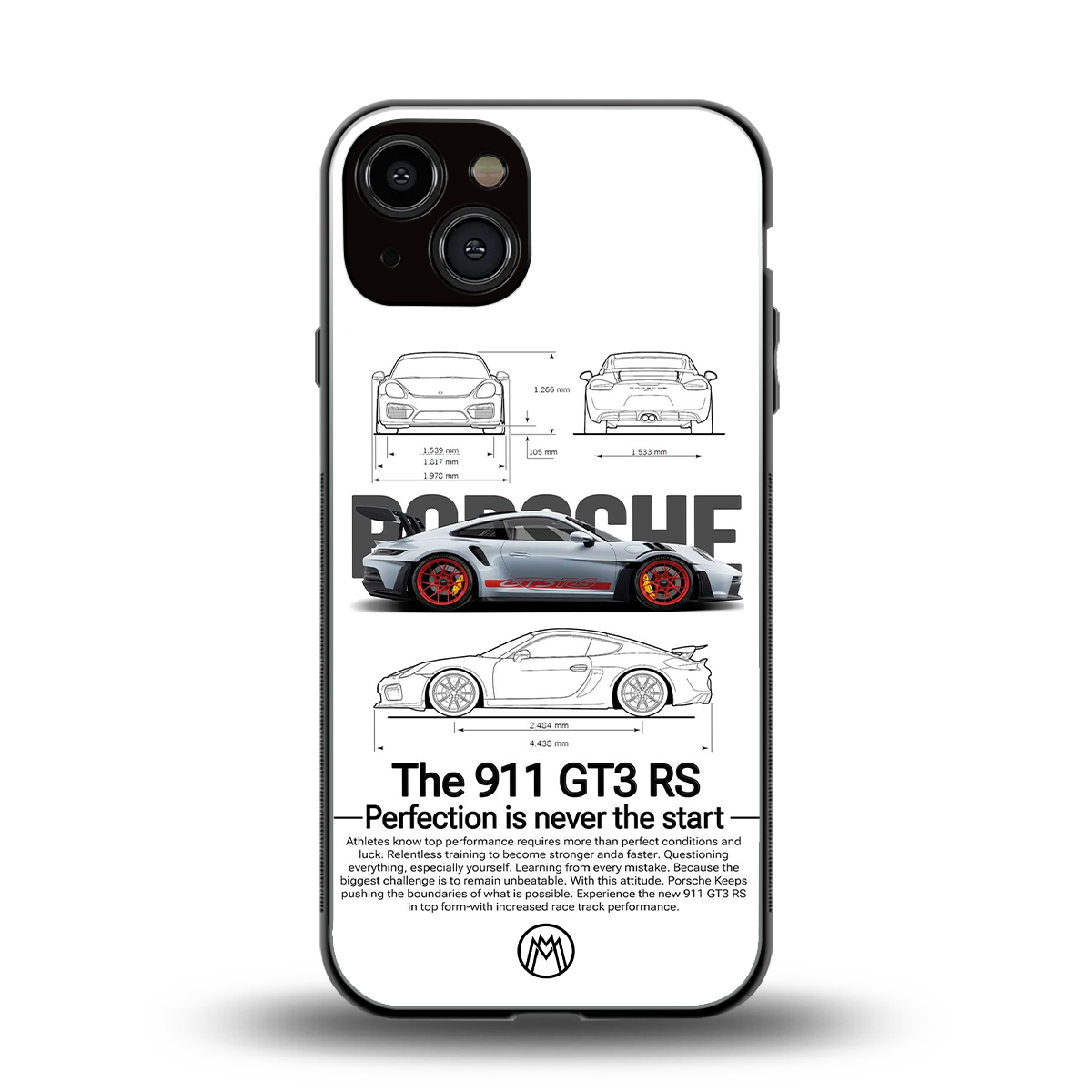 911 gt3 rs white back phone cover | glass case for iphone 13