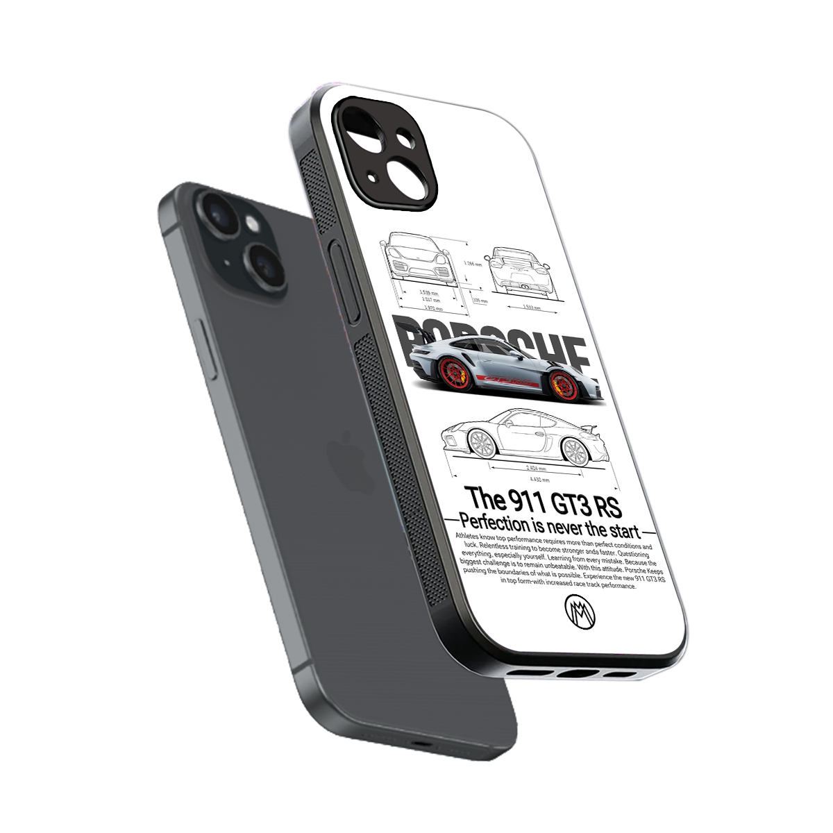 911 gt3 rs white back phone cover | glass case for iphone 14 plus