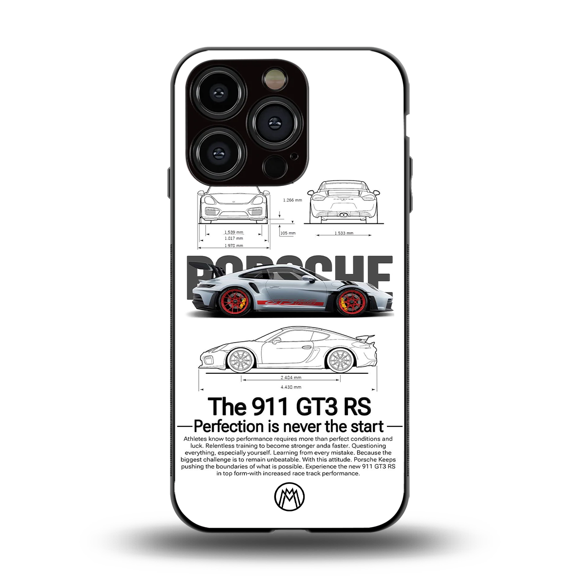 911 gt3 rs white back phone cover | glass case for iphone 14 pro