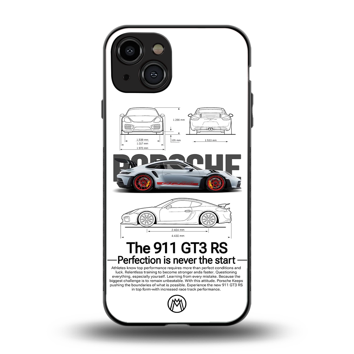 911 gt3 rs white back phone cover | glass case for iphone 15