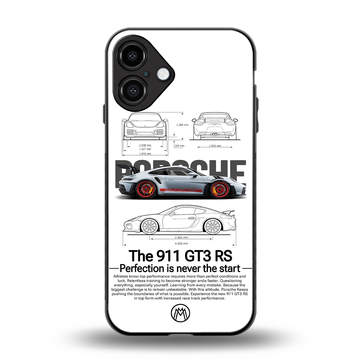 911 gt3 rs white back phone cover | glass case for iphone 16 plus