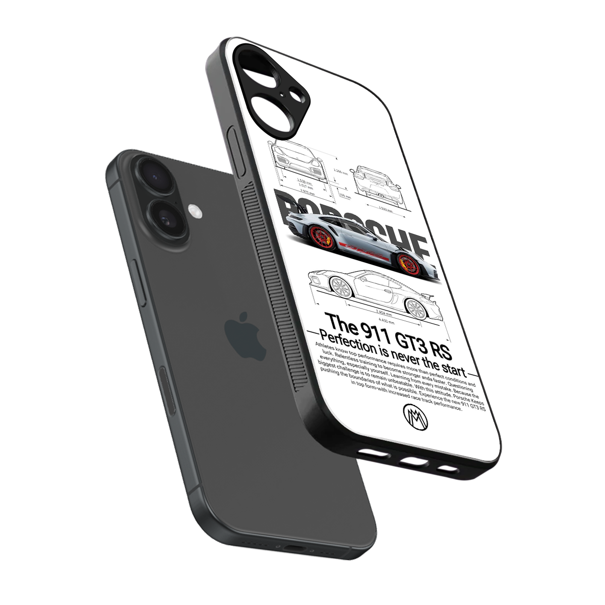 911 gt3 rs white back phone cover | glass case for iphone 16 plus