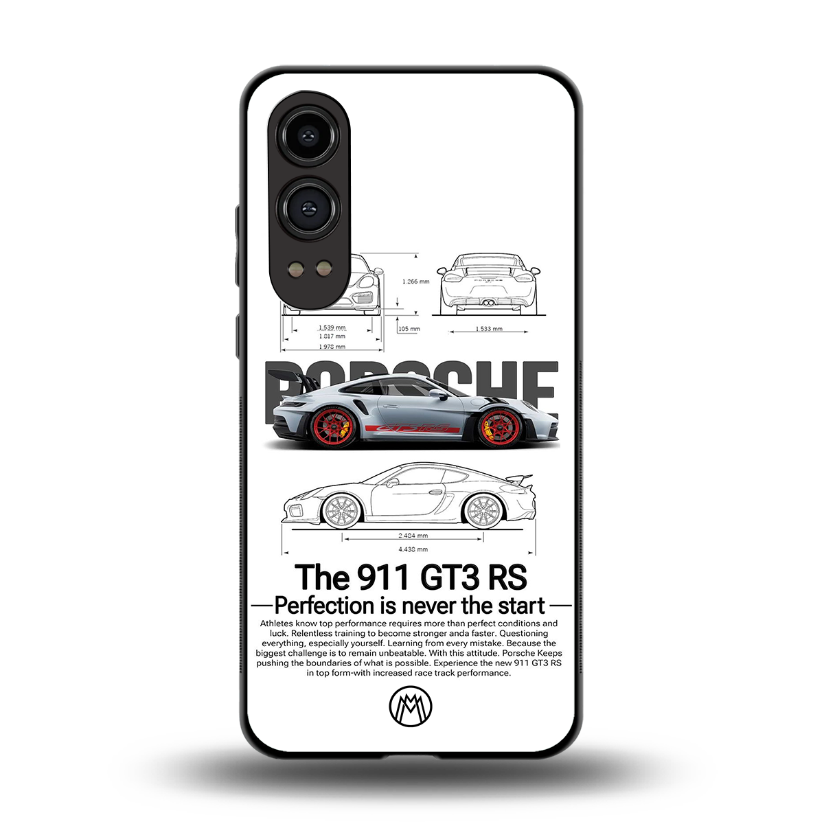 911 gt3 rs white back phone cover | glass case for oneplus nord ce 4 lite
