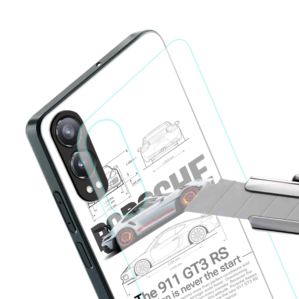 911 gt3 rs white back phone cover | glass case for oneplus nord ce 4 lite
