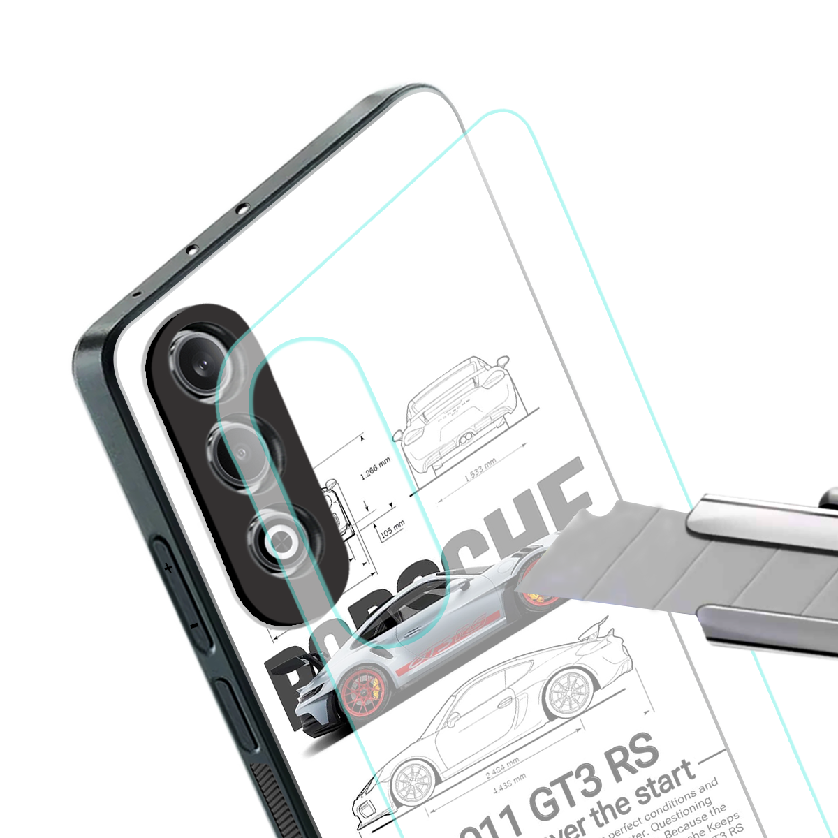 911 gt3 rs white back phone cover | glass case for oneplus nord ce 4