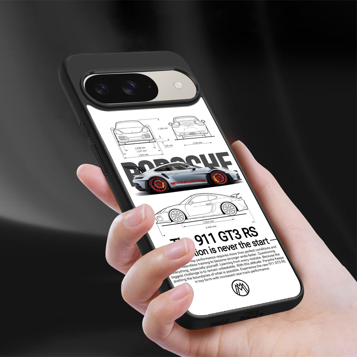 911 gt3 rs white back phone cover | glass case for google pixel 9