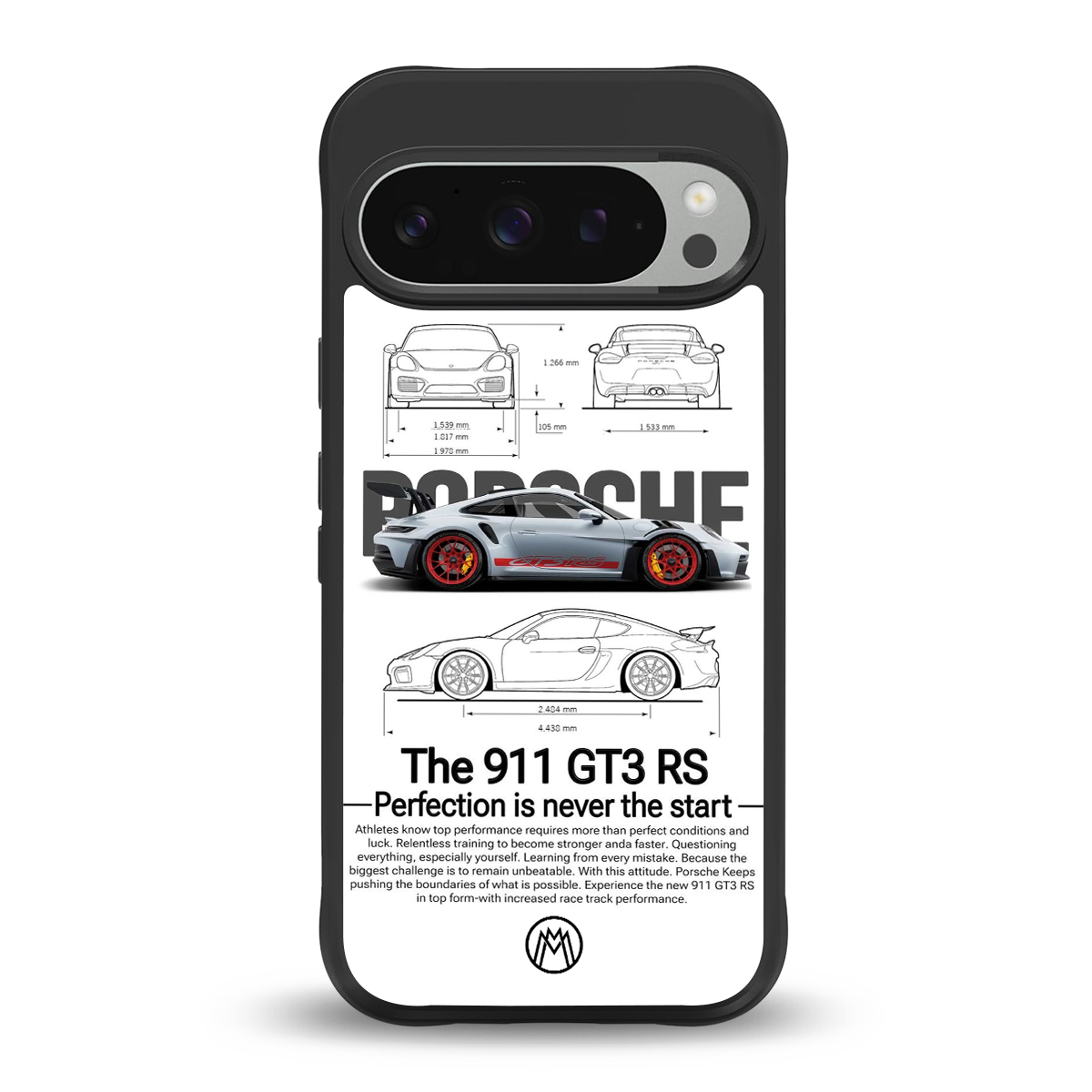 911 gt3 rs white back phone cover | glass case for google pixel 9 pro