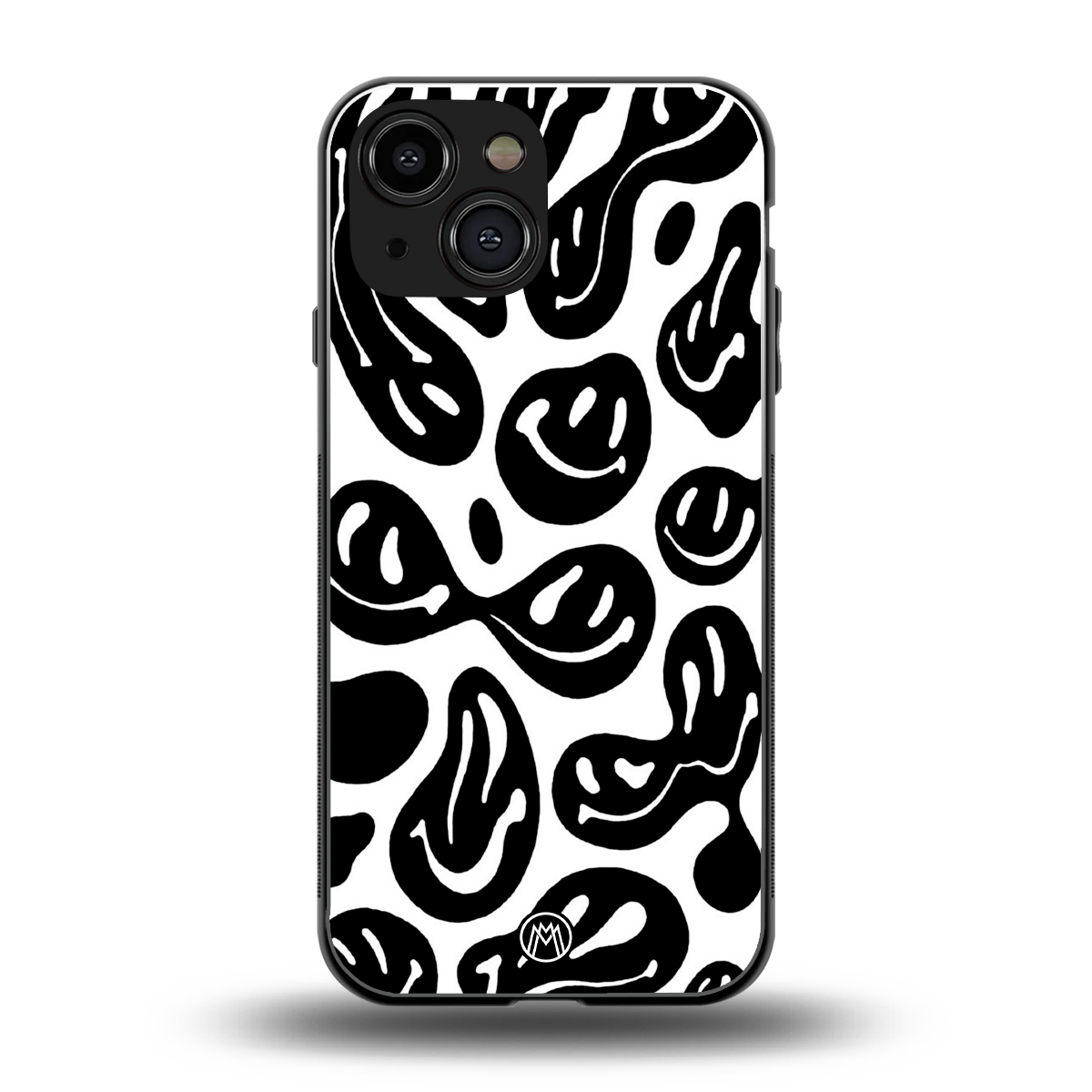 acid smiles bw back phone cover | glass case for iphone 13 mini