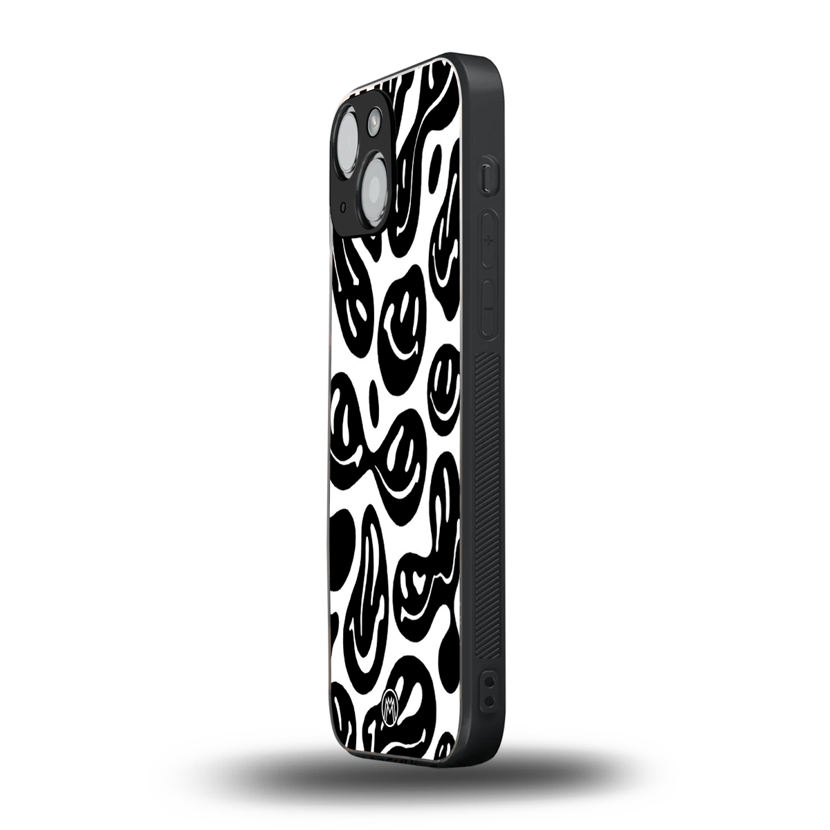 acid smiles bw back phone cover | glass case for iphone 13 mini