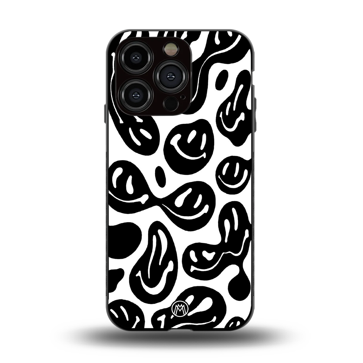 acid smiles bw back phone cover | glass case for iphone 14 pro