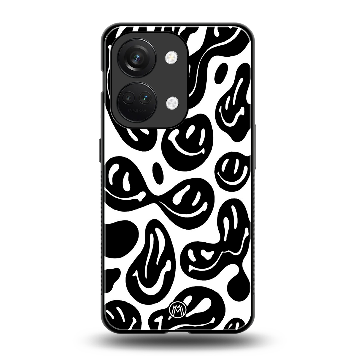 acid smiles bw back phone cover | glass case for oneplus nord 3