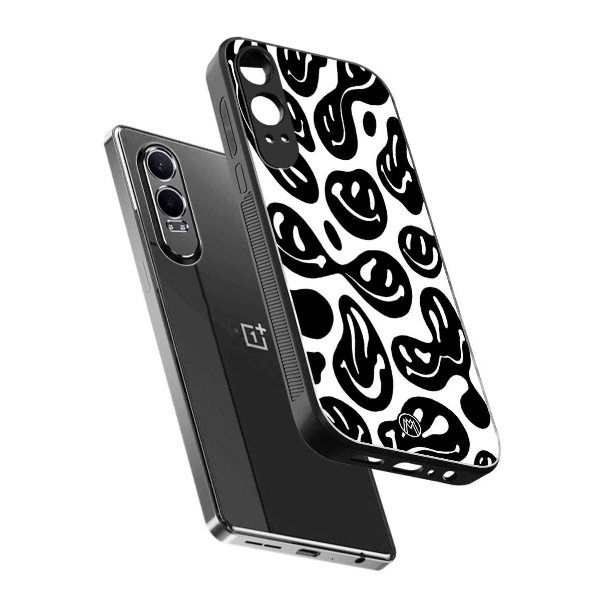 acid smiles bw back phone cover | glass case for oneplus nord ce 4 lite