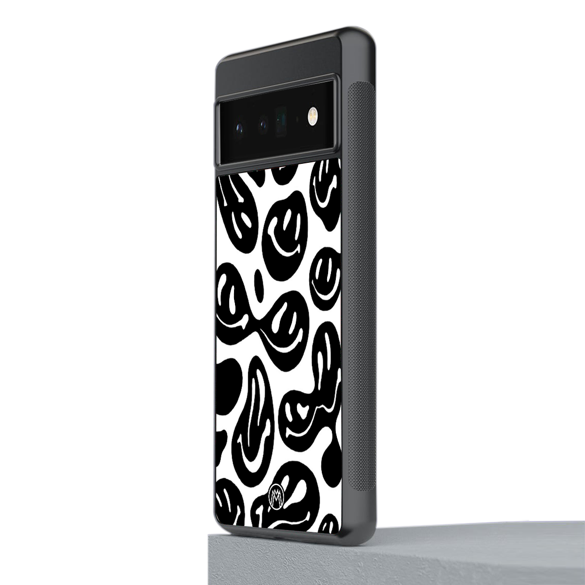 acid smiles bw back phone cover | glass case for google pixel 6 pro