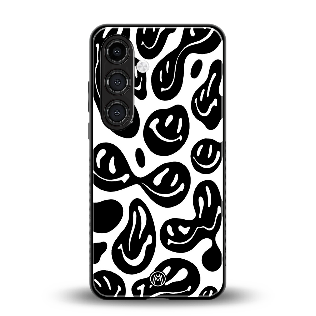 acid smiles bw back phone cover | glass case for samsung galaxy s23 plus