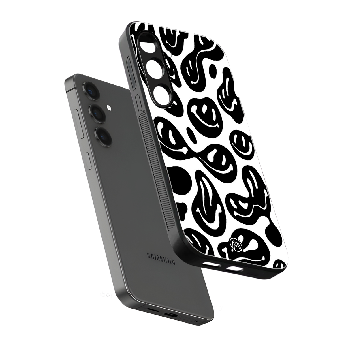 acid smiles bw back phone cover | glass case for samsung galaxy s23 plus