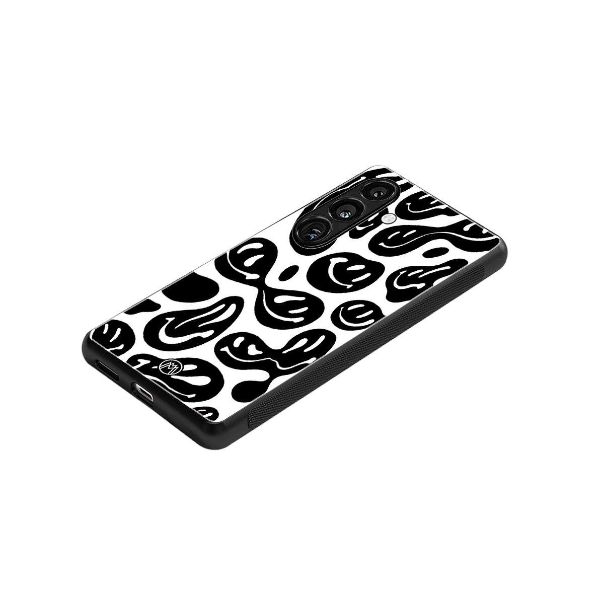 acid smiles bw back phone cover | glass case for samsung galaxy s23 plus