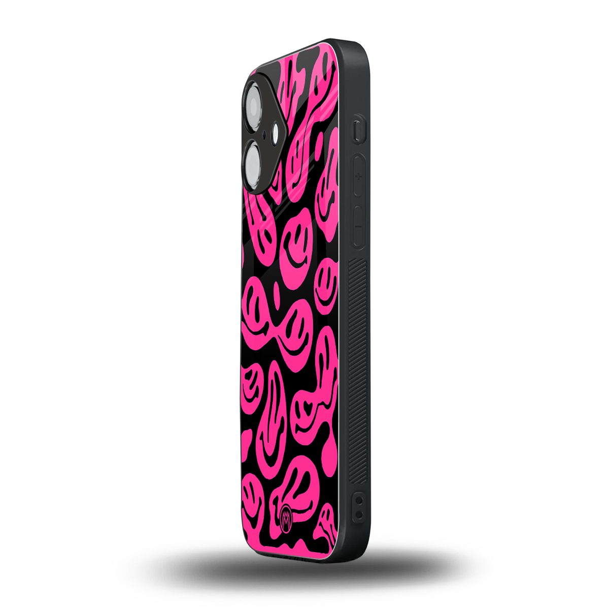 acid smiles black pink back phone cover | glass case for iphone 16