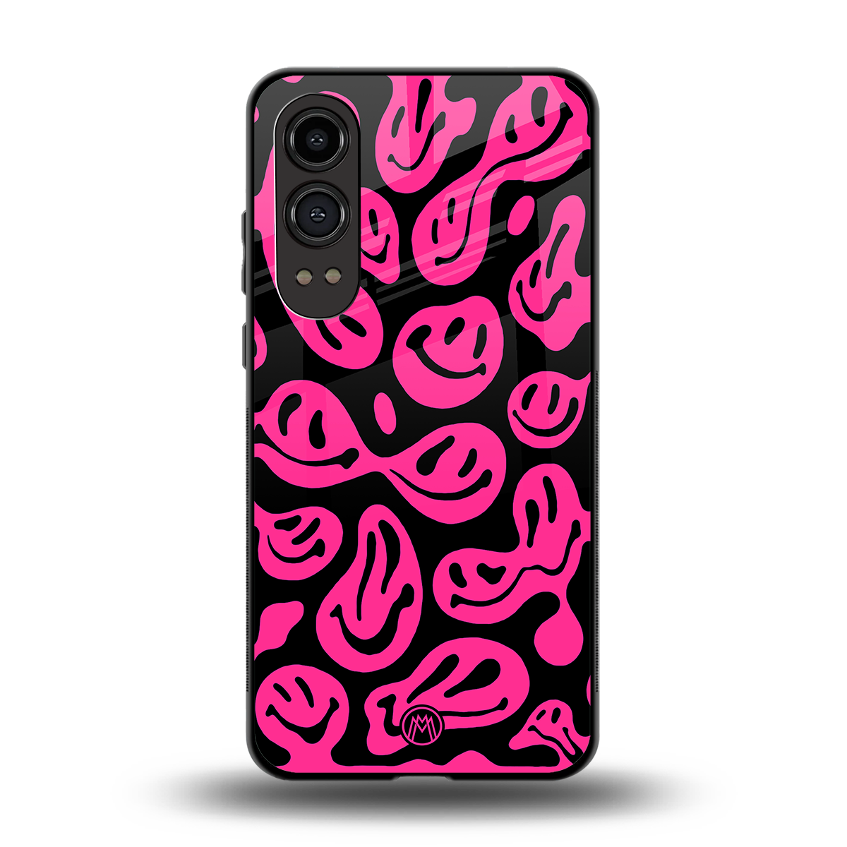 acid smiles black pink back phone cover | glass case for oneplus nord ce 4 lite