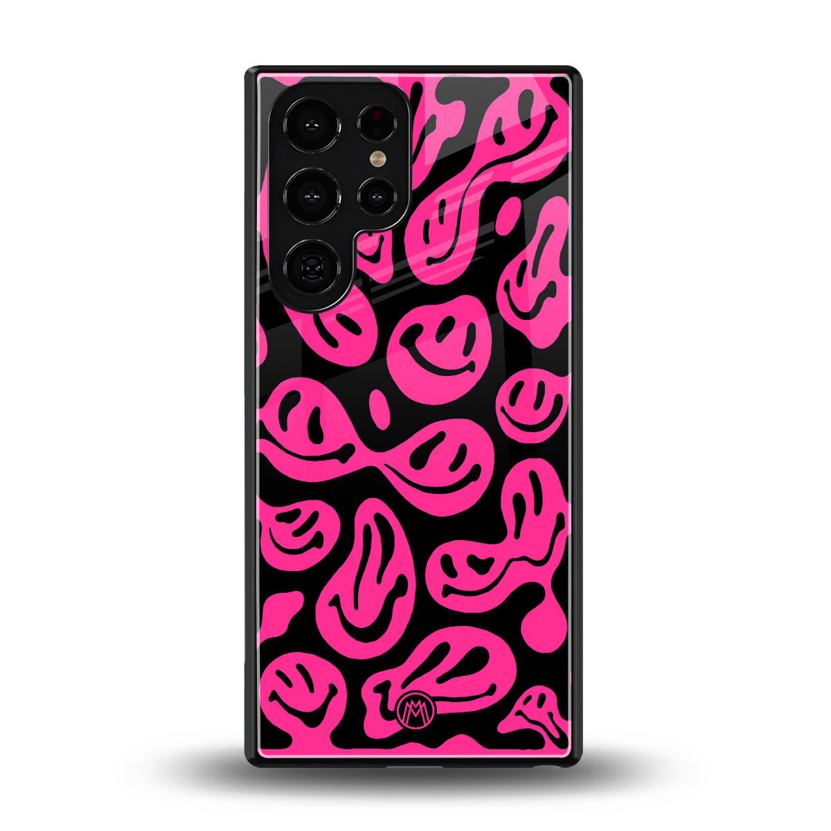 acid smiles black pink back phone cover | glass case for samsung galaxy s25 ultra