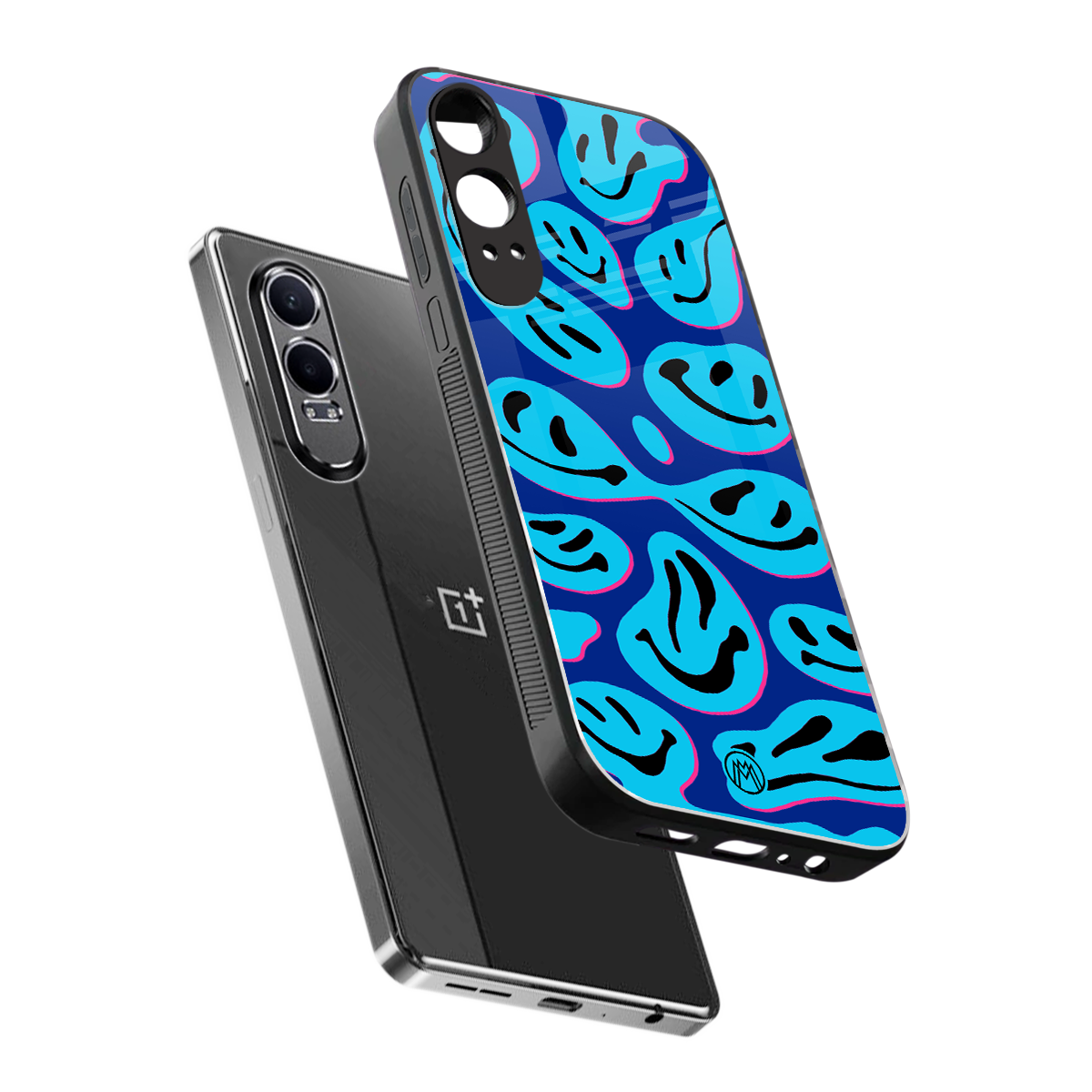 acid smiles blueberry edition back phone cover | glass case for oneplus nord ce 4 lite