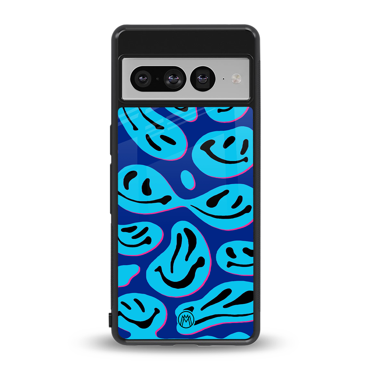 acid smiles blueberry edition back phone cover | glass case for google pixel 7 pro