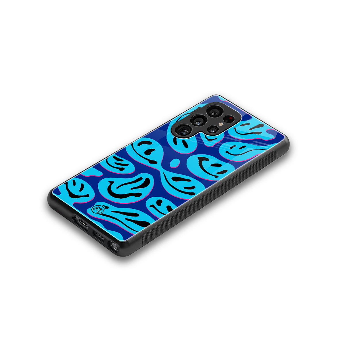 acid smiles blueberry edition back phone cover | glass case for samsung galaxy s25 ultra