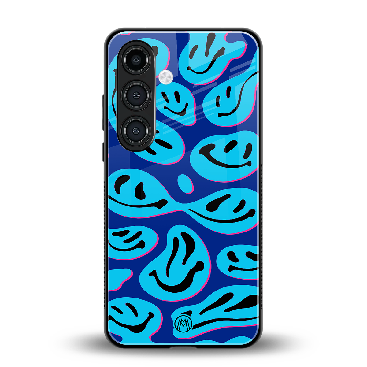 acid smiles blueberry edition back phone cover | glass case for samsung galaxy s24 fe