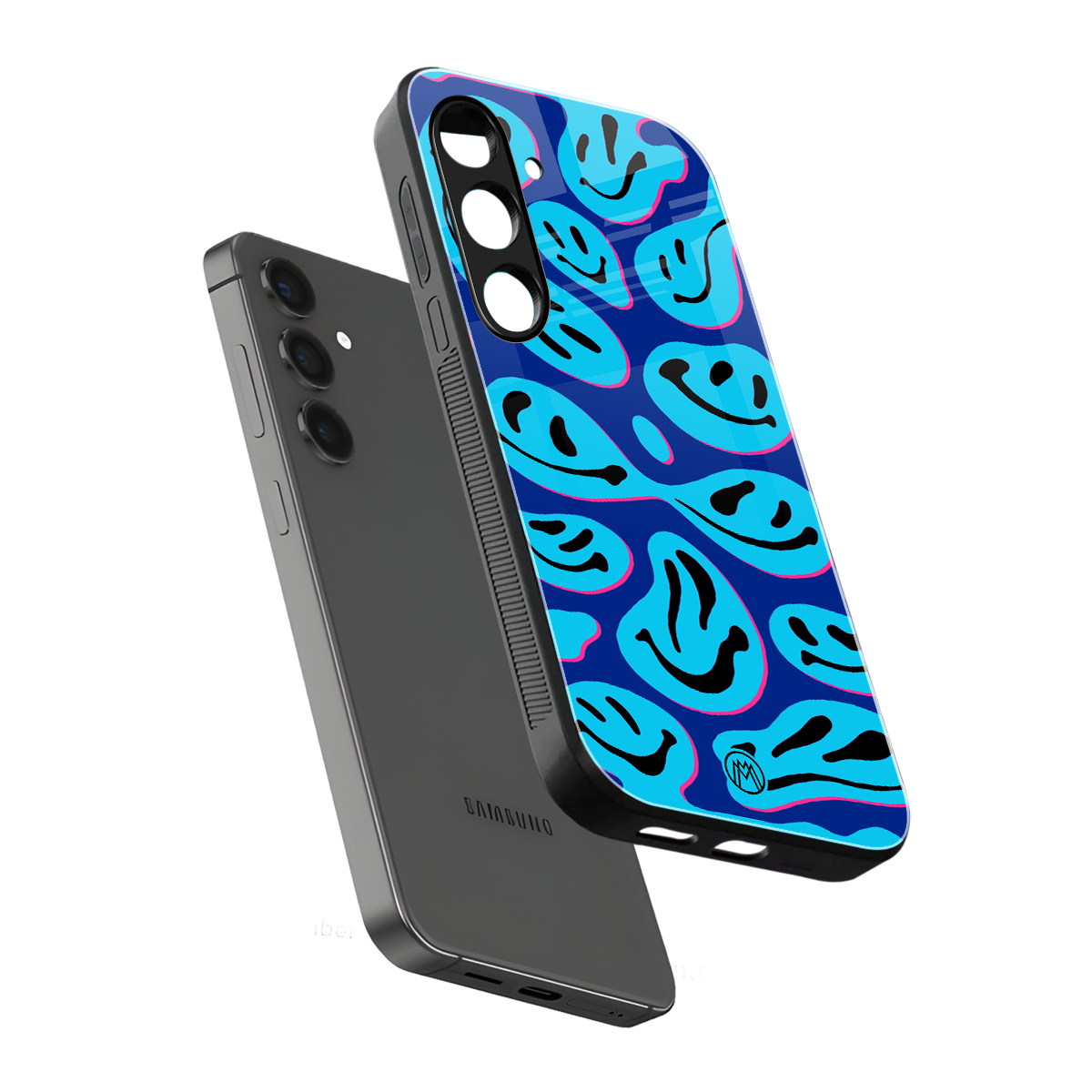 acid smiles blueberry edition back phone cover | glass case for samsung galaxy s24 fe
