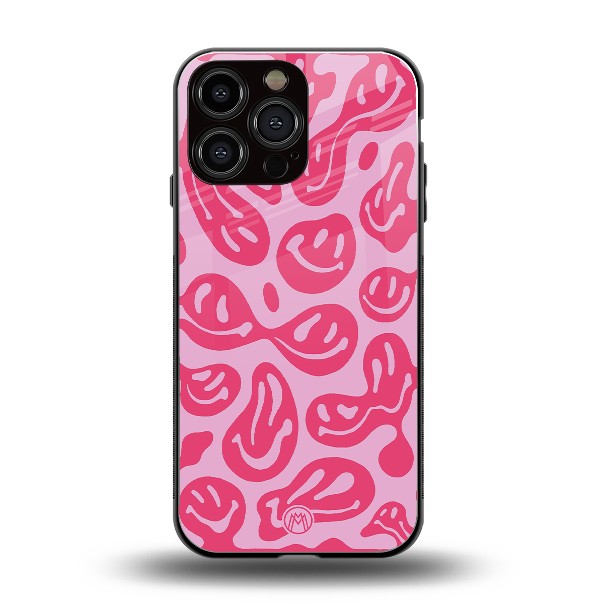 acid smiles bubblegum pink edition back phone cover | glass case for iphone 14 pro max
