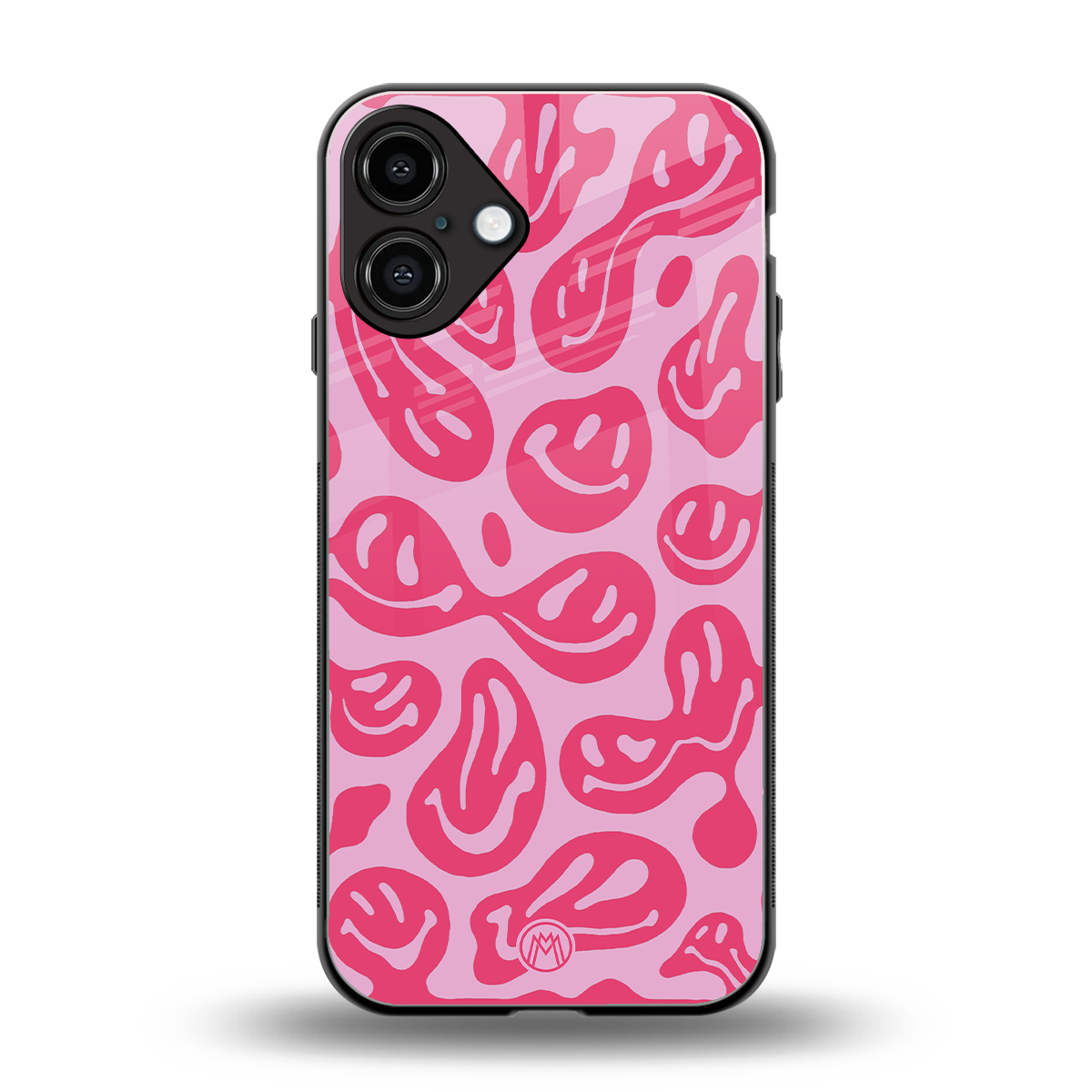 acid smiles bubblegum pink edition back phone cover | glass case for iphone 16 plus