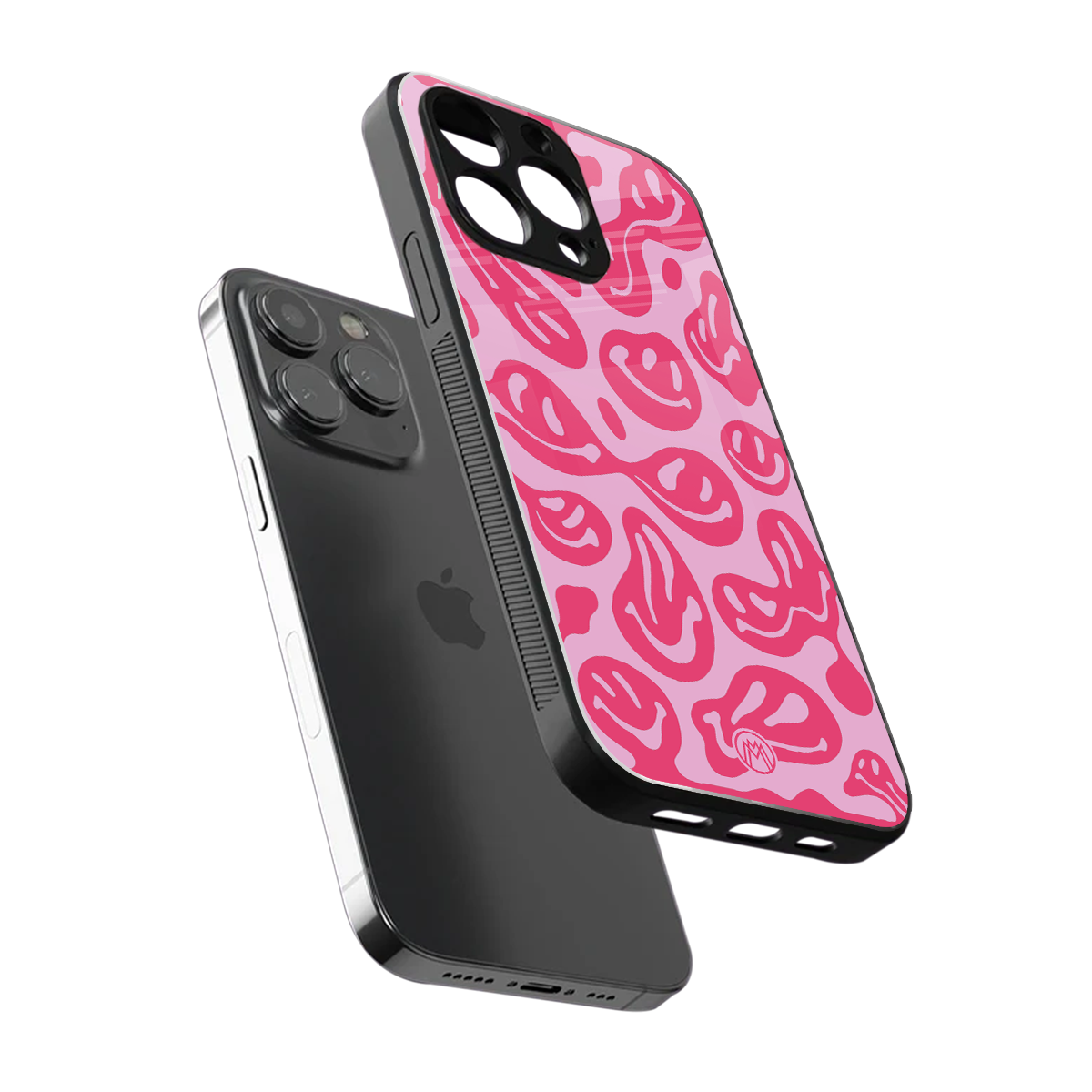 acid smiles bubblegum pink edition back phone cover | glass case for iphone 16 pro max