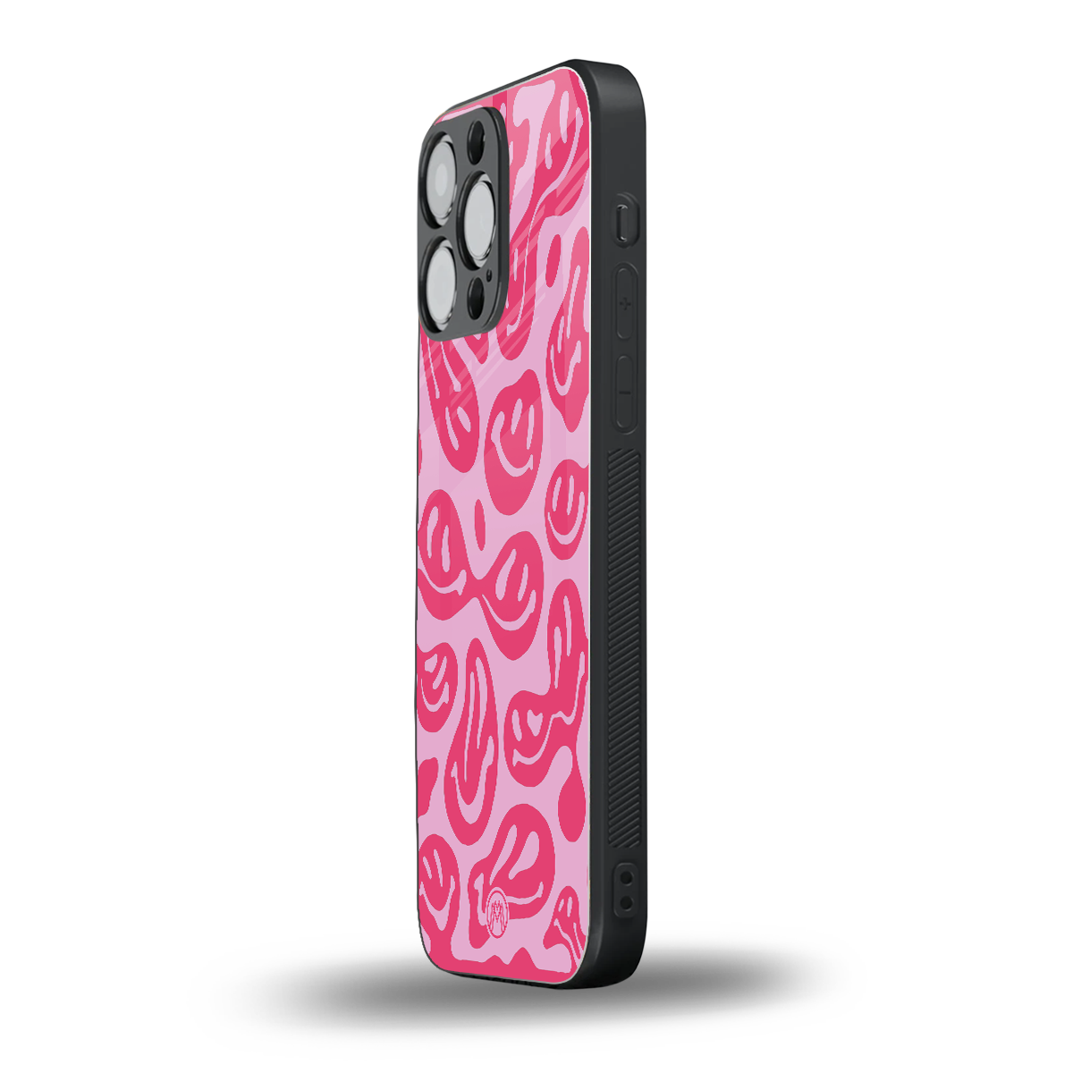 acid smiles bubblegum pink edition back phone cover | glass case for iphone 16 pro max