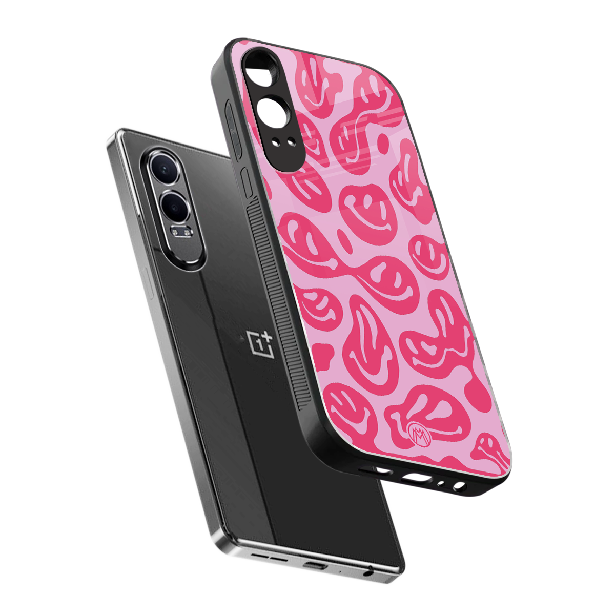 acid smiles bubblegum pink edition back phone cover | glass case for oneplus nord ce 4 lite