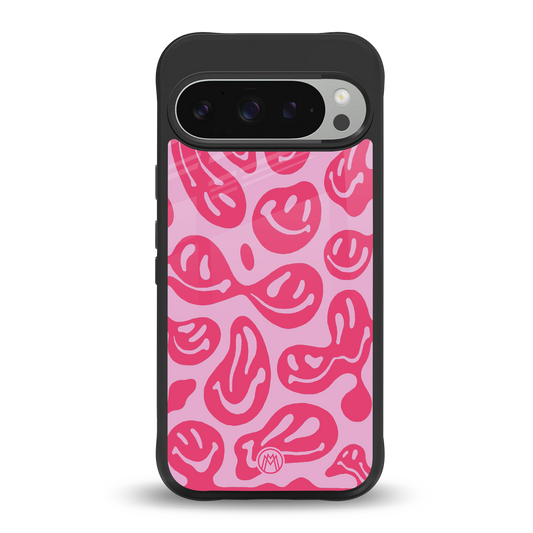 acid smiles bubblegum pink edition back phone cover | glass case for google pixel 9 pro