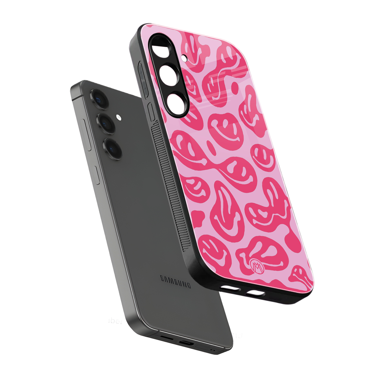 acid smiles bubblegum pink edition back phone cover | glass case for samsung galaxy s24 fe