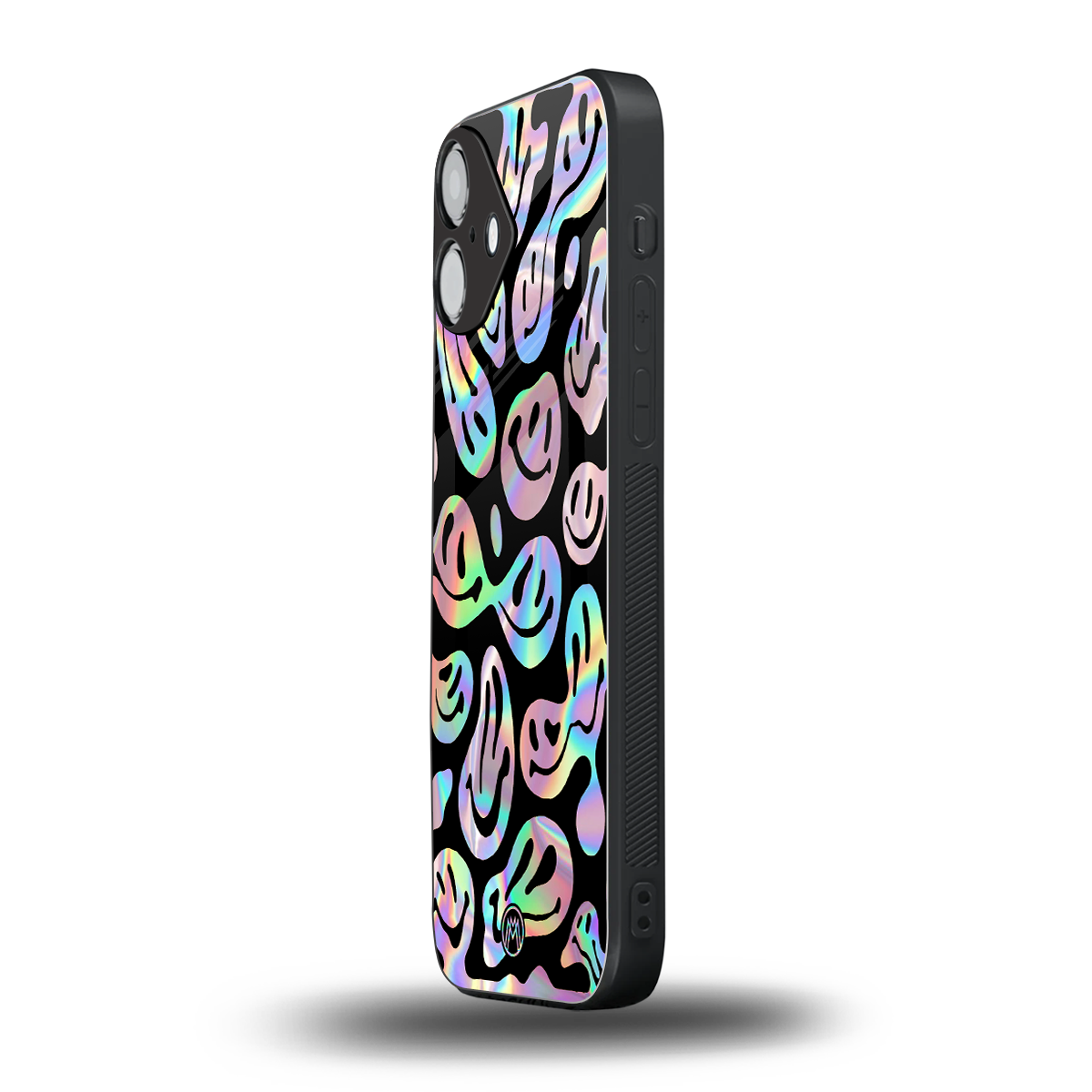 acid smiles chromatic edition back phone cover | glass case for iphone 16 plus