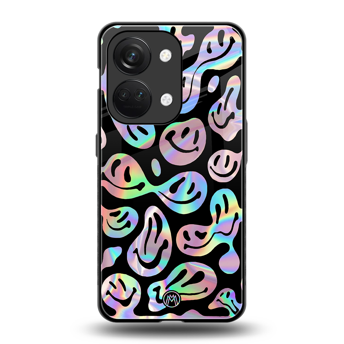acid smiles chromatic edition back phone cover | glass case for oneplus nord 3