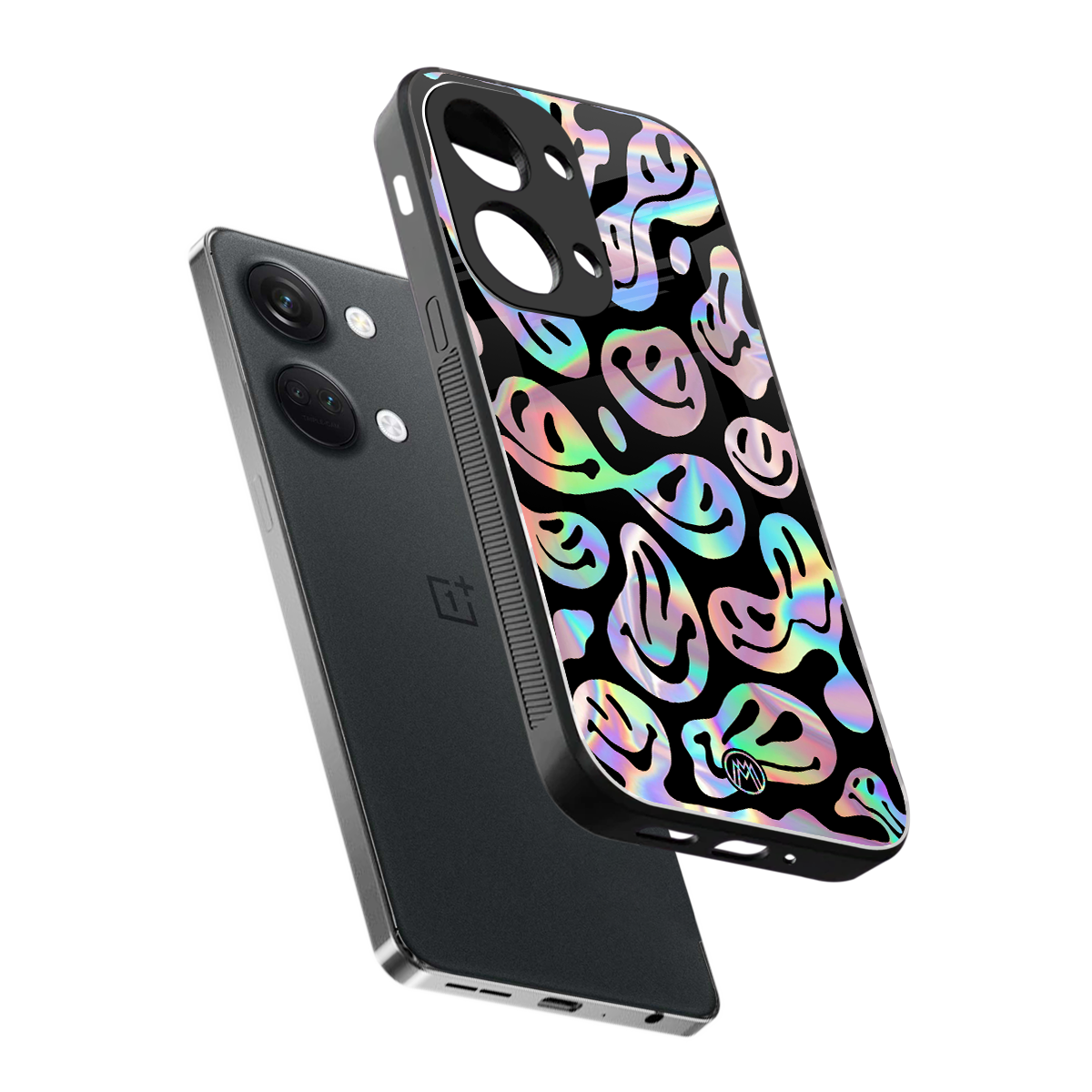 acid smiles chromatic edition back phone cover | glass case for oneplus nord 3