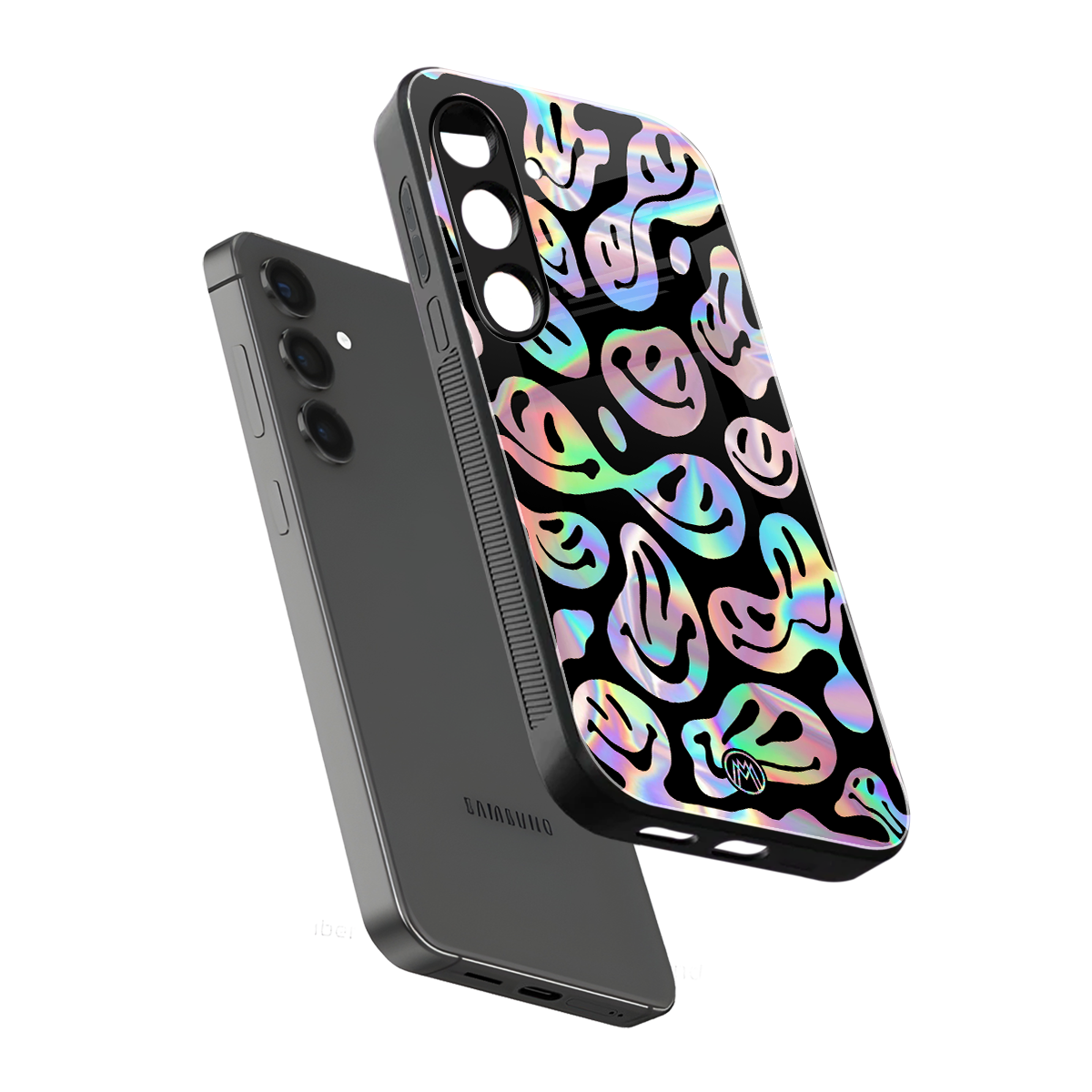 acid smiles chromatic edition back phone cover | glass case for samsung galaxy s24 fe