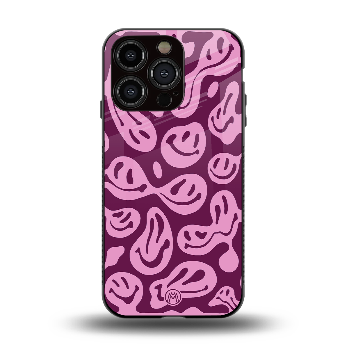 acid smiles grape edition back phone cover | glass case for iphone 14 pro