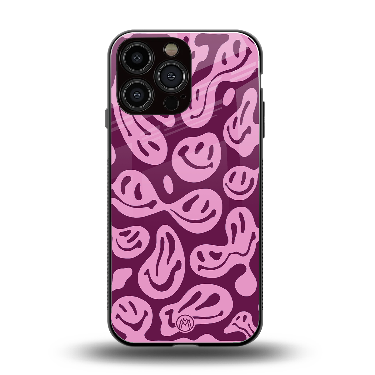 acid smiles grape edition back phone cover | glass case for iphone 16 pro max
