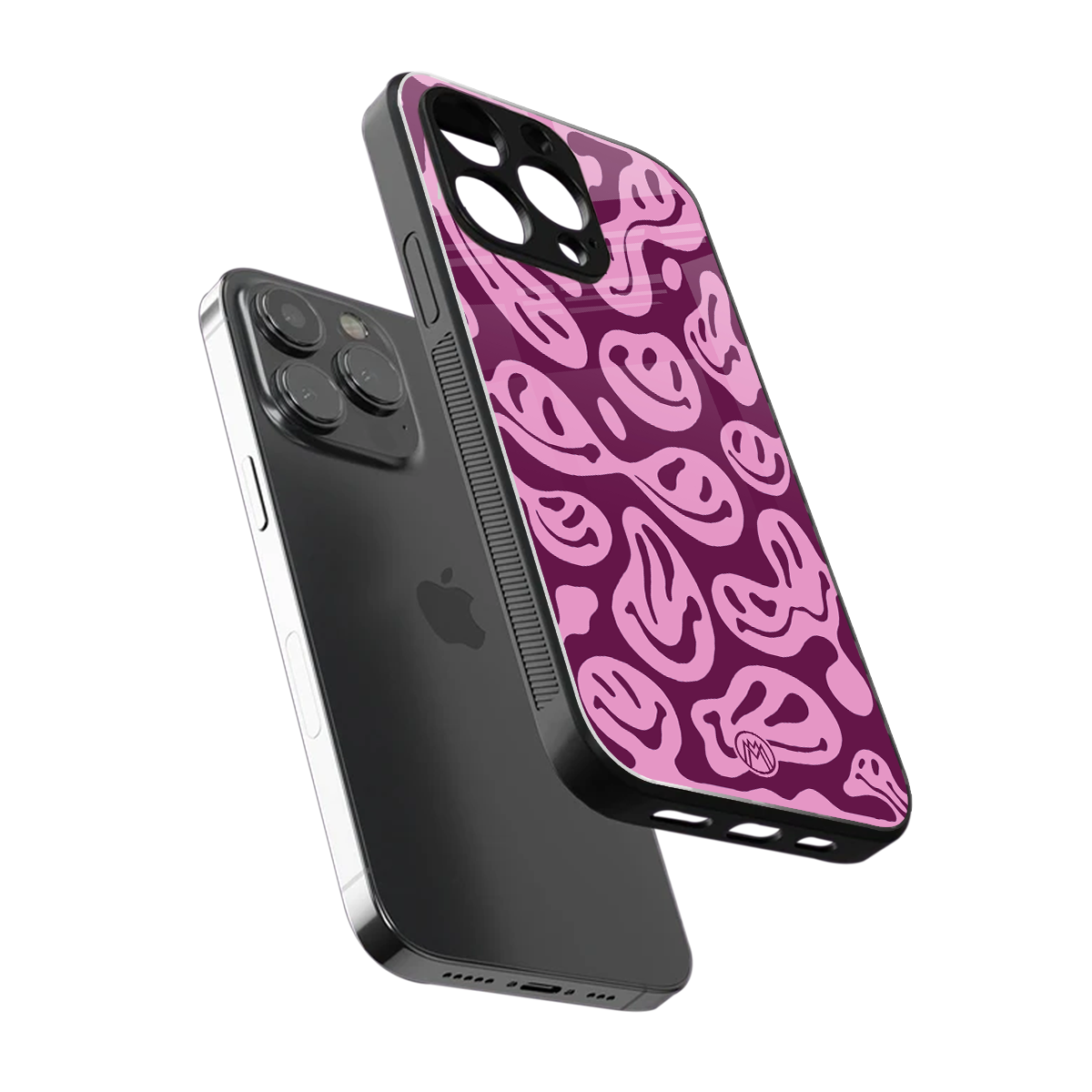 acid smiles grape edition back phone cover | glass case for iphone 16 pro max
