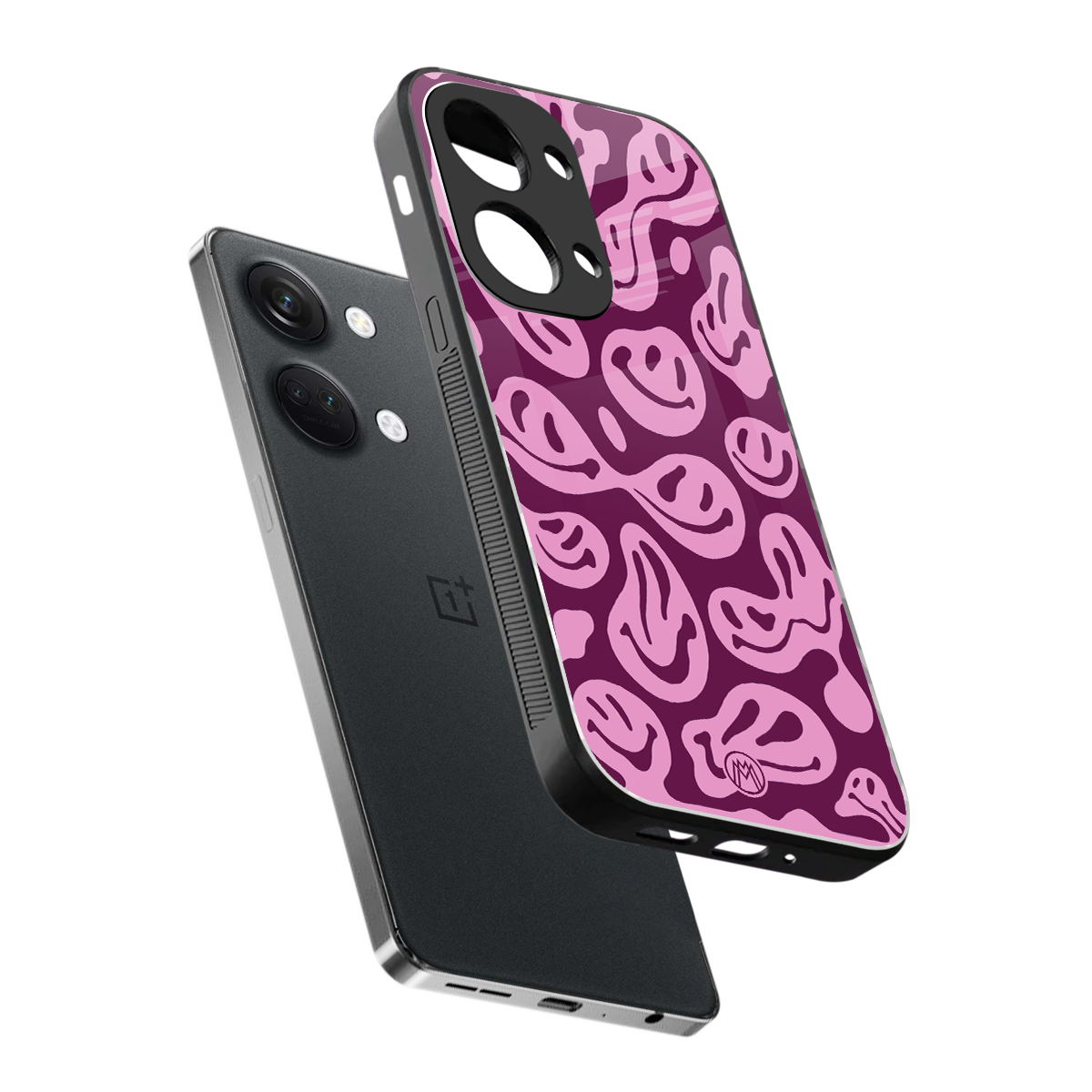 acid smiles grape edition back phone cover | glass case for oneplus nord 3