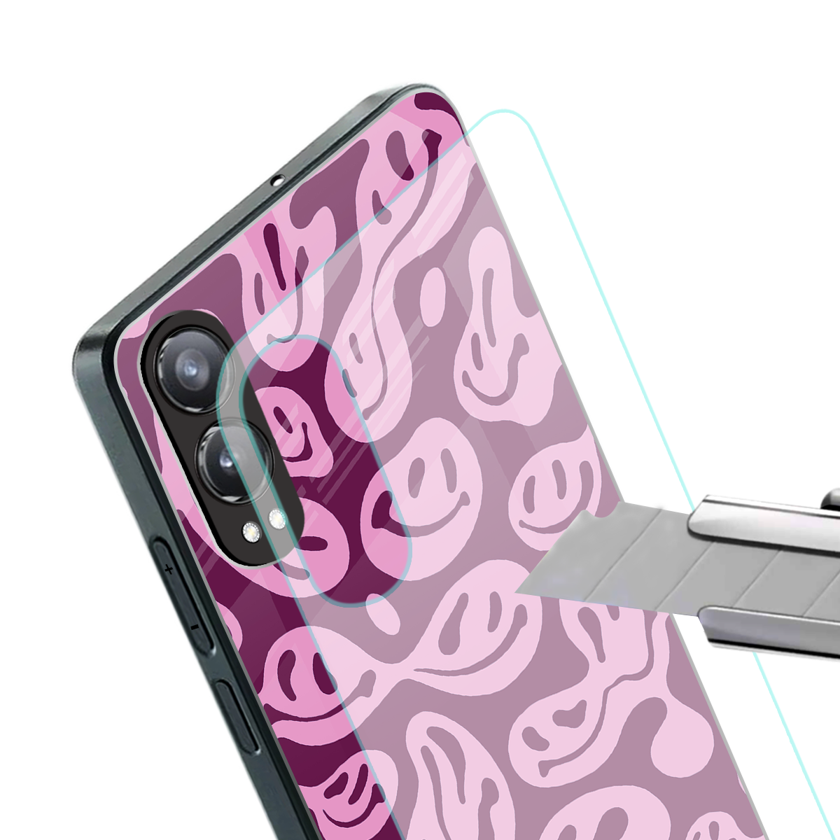 acid smiles grape edition back phone cover | glass case for oneplus nord ce 4 lite