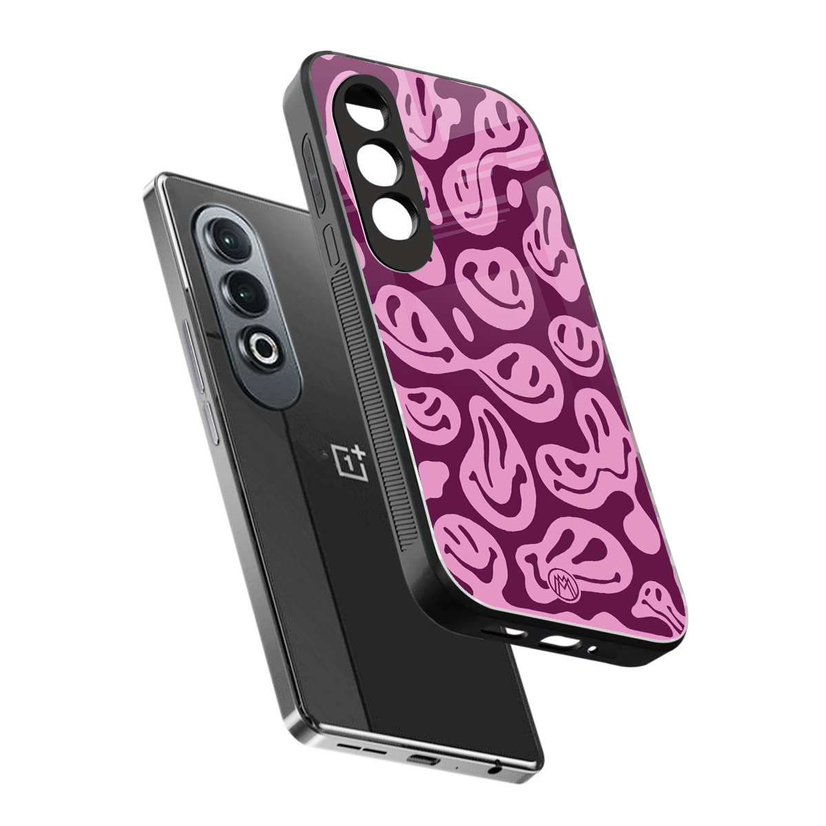 acid smiles grape edition back phone cover | glass case for oneplus nord ce 4