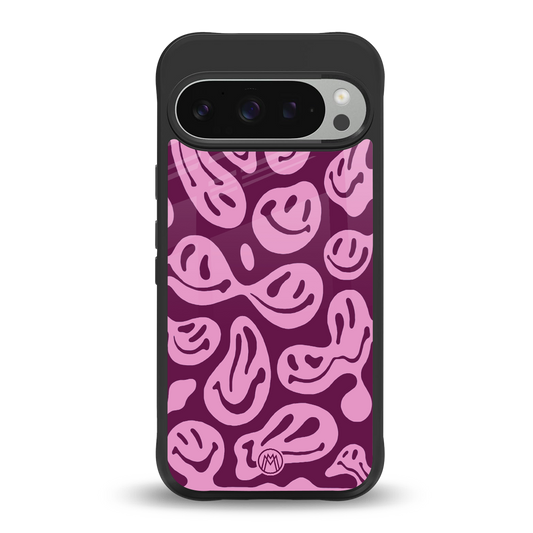 acid smiles grape edition back phone cover | glass case for google pixel 9 pro