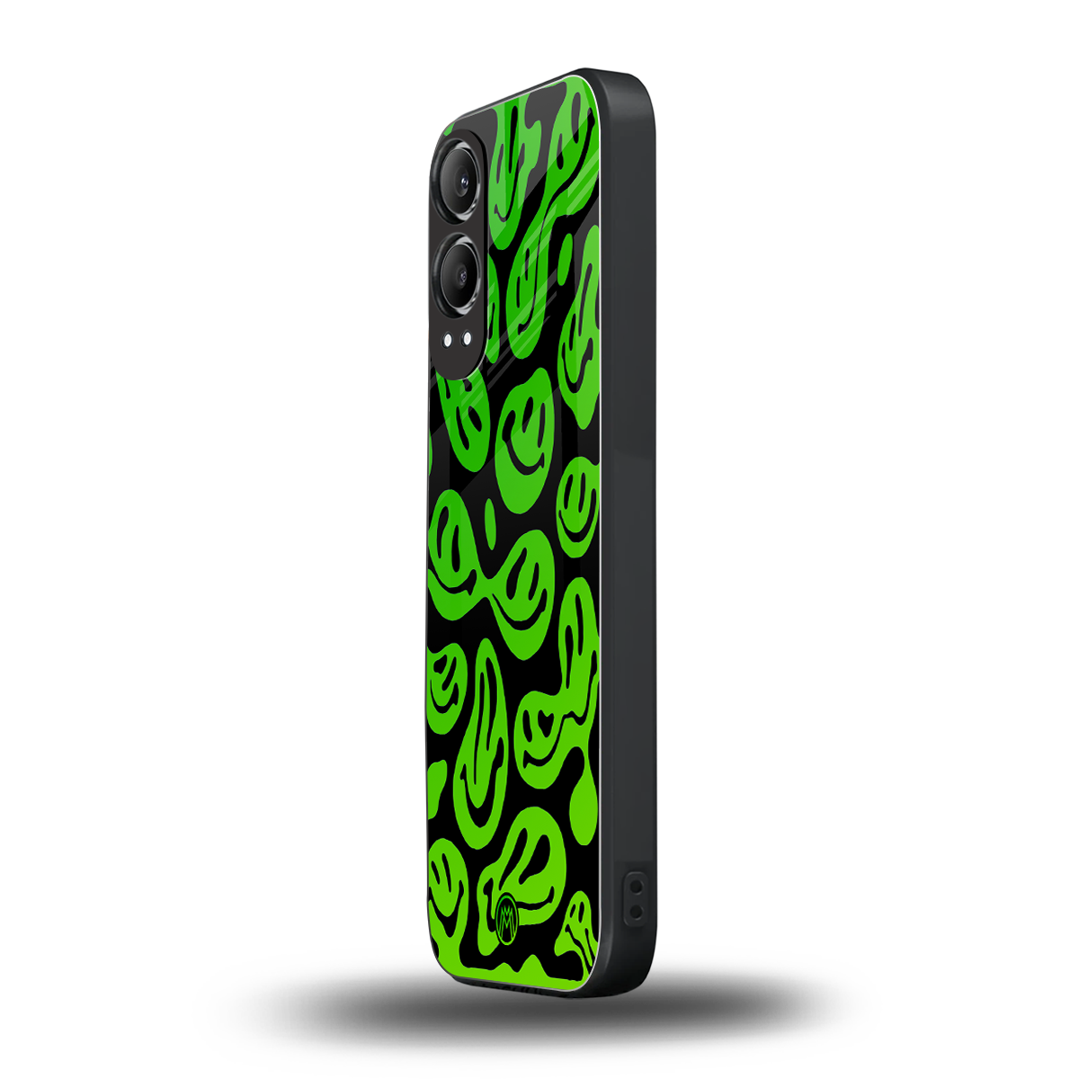 acid smiles neon green back phone cover | glass case for oneplus nord ce 4 lite